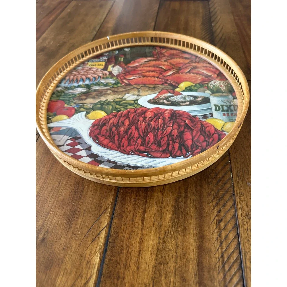 D.H. Holmes‎ Co. Ltd. Seafood Boil Tray Unisex 12in Multicolor Vintage Bamboo